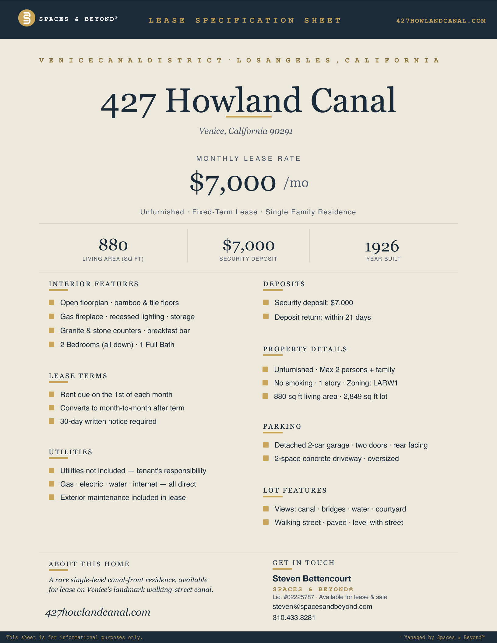 For Lease — Full Property Specification Sheet preview