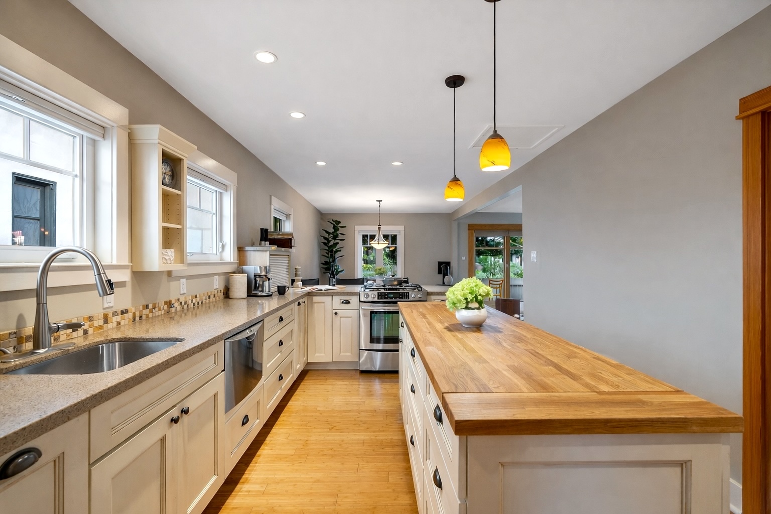 Kitchen — open layout toward living area